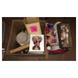 Lot with dishes, angel figurines, paper plates