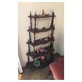 Victorian spindle shelf, with figurines and