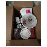 Kitchen misc, including coffee pot,, can