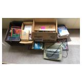 Boxes of books and typewriter
