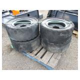 Set of 4 Solid Skid Steer tires-Rims 8 Bolt