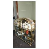 glass display case with figurines