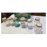 Vtg jars and crate