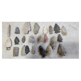 Native American arrowheads and pieces
