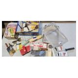 paint brushes, trays, supplies