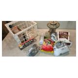 crate, pots, fertilizer, knee pads