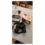 weather radio, patio egg, binoculars