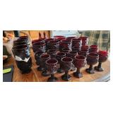 Ruby Red Avon glasses, dishes