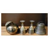 brass candle holders, apple, bell