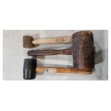 leather, rubber, wood mallets