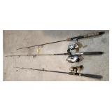 three rods and reels
