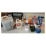 crate with cleaning items