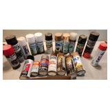 partial spray cans of paint