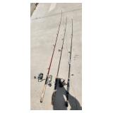 three rods and reels