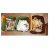three totes of canning jars