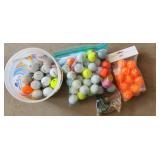 golf balls, whiffle balls
