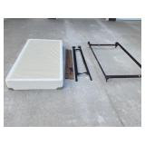 twin boxspring, two frames, twin to queen