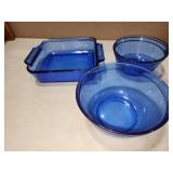Cobalt Blue Anchor Hocking baking bowls