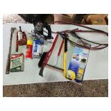 saw, oil, tools