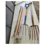 hoes, potato forks