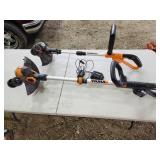 2 WORX weed trimmers, 20v, 2 batteries & charger