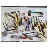 hatchet, tools, wire brush