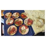 David Carter Brown "Apple Orchard" plates, holders
