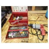 Milwaukee 3/8" hammer drill, bits, case