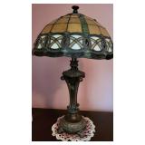 brass and stained glass lamp