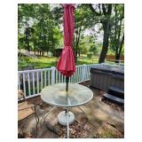 patio table and umbrella