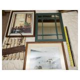 mirror, prints, decor