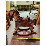 wooden doll's hobby hors, has crack on back