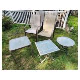 4 chairs, three tables
