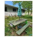 picnic table and umbrella