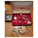 costume jewelry and case