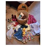 dolls/ childs clothing and basket