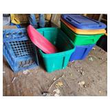 empty totes and crate