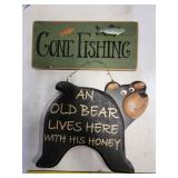 Bear & fishing signs