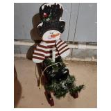 snowman sled decor