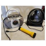 radio, fan, light