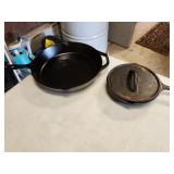 two Lodge cast iron pans