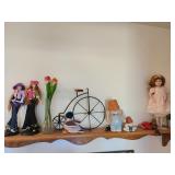 dolls and items on shelf(shelf not included)