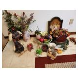 fruit bowl, chickens, decor