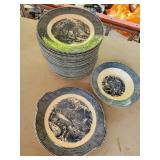Currier & Ives plates, pieces