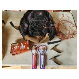 backpack and dog clippers, cable, toothbrushes,