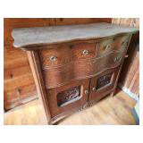 quarter sawn oak buffet with contents