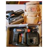 tool belt, sander, stapler