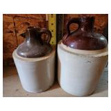 two brown jugs