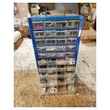 blue organizer with contents