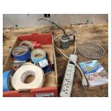 tape, sealer trim, oil can, power bar